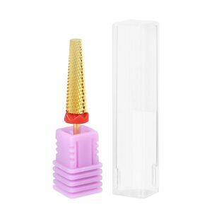 Tungsten Steel Cone Nail Art Manicure Tool Gold Tone Red F Fine Teeth